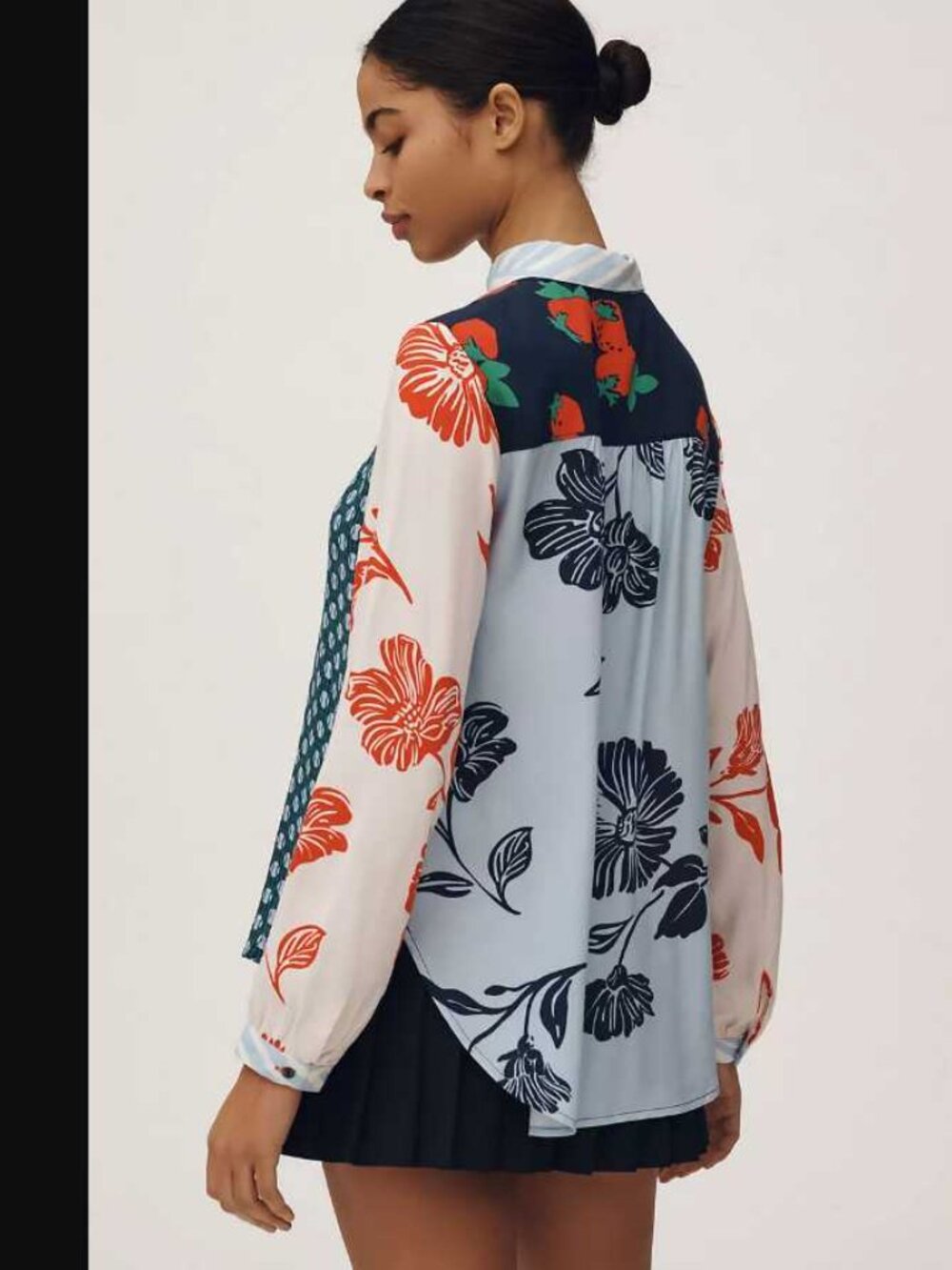 M Maeve x Anthropologie Paz contrast button down shirt blouse red #3 - Picture 3 of 9